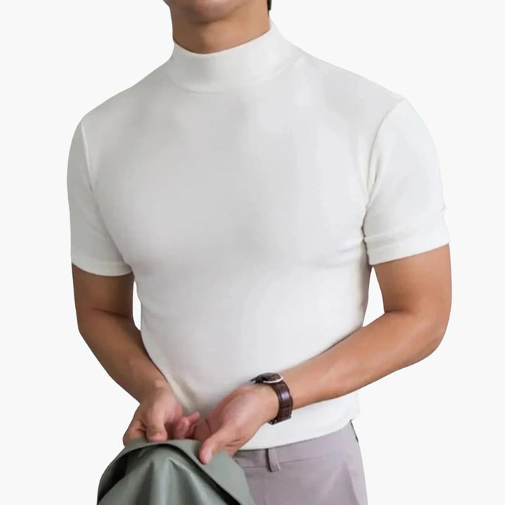 Men's Mock Neck T-Shirt – Slim Fit Short Sleeve Top