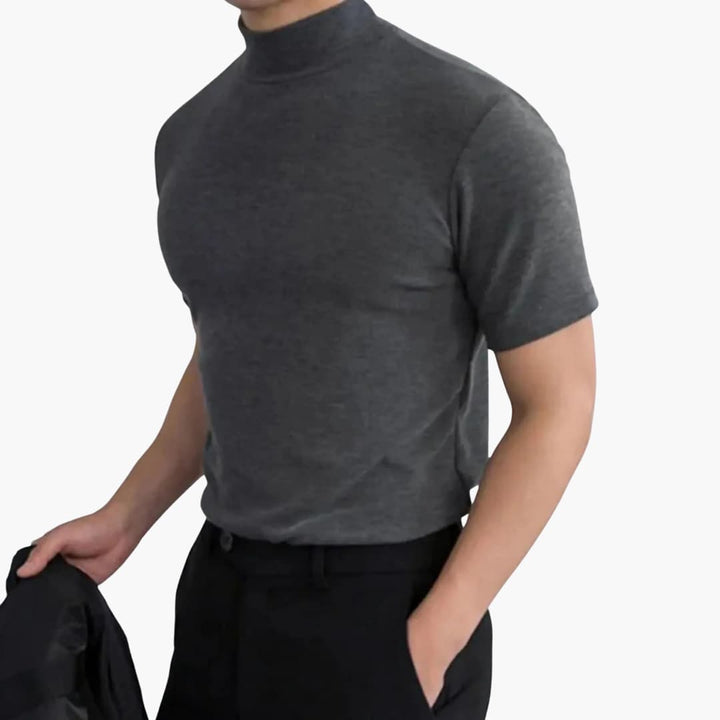Men's Mock Neck T-Shirt – Slim Fit Short Sleeve Top