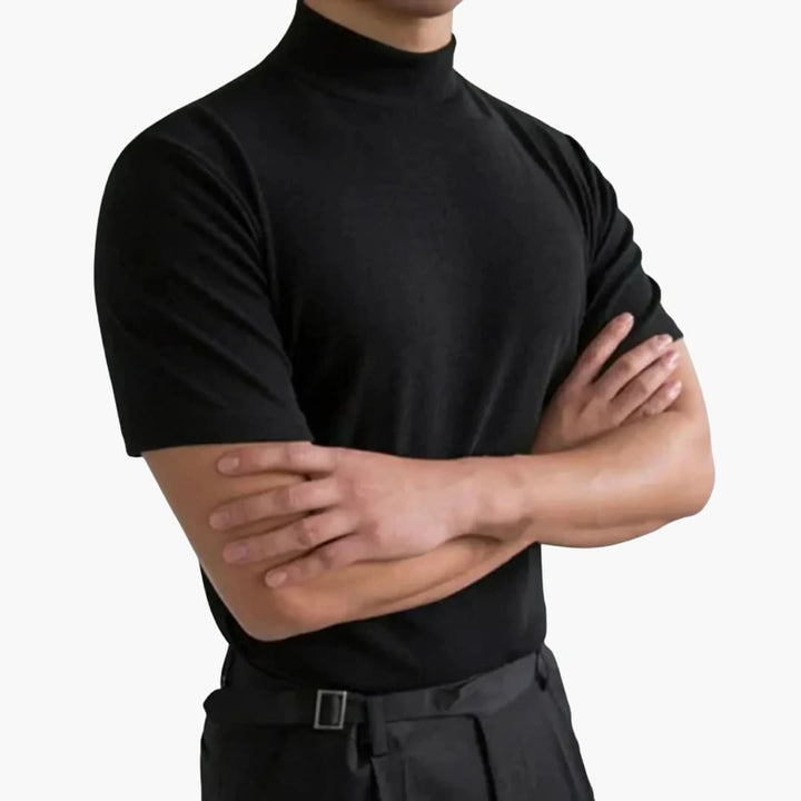 Men's Mock Neck T-Shirt – Slim Fit Short Sleeve Top