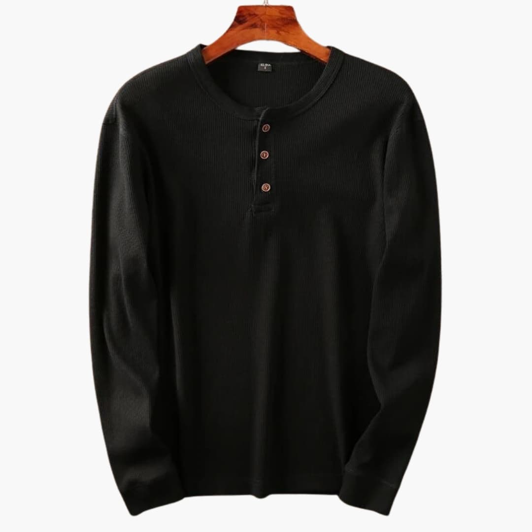 Slim Fit Long Sleeve Shirt – Men's Ribbed Structured Fabric
