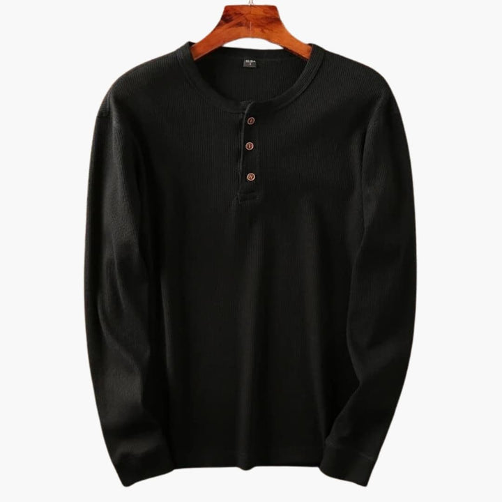 Slim Fit Long Sleeve Shirt – Men's Ribbed Structured Fabric