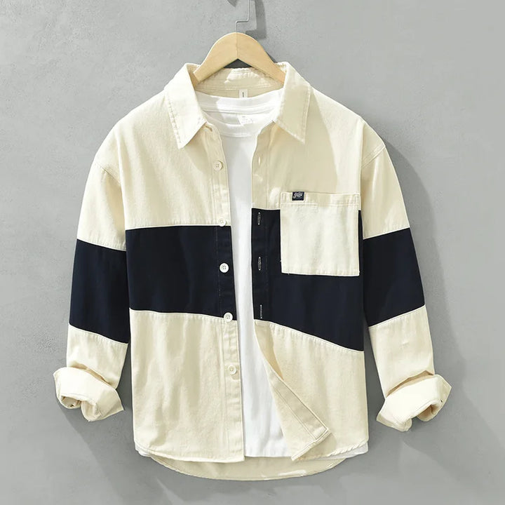 Men's Long Sleeve Button-Up Shirt – Patch & Chest Pocket