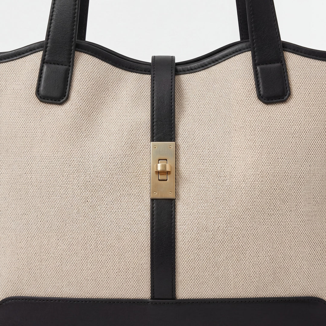 Women's Structured Canvas Tote Bag Large Capacity – Zip Double Handles