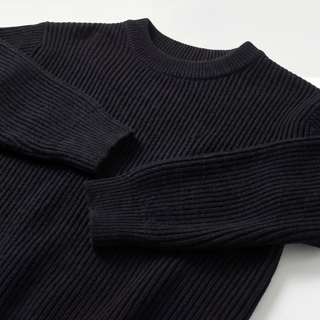 Men's Thick Knit Crew Neck Sweater Relaxed Fit – Ribbed Cuffs and Hem