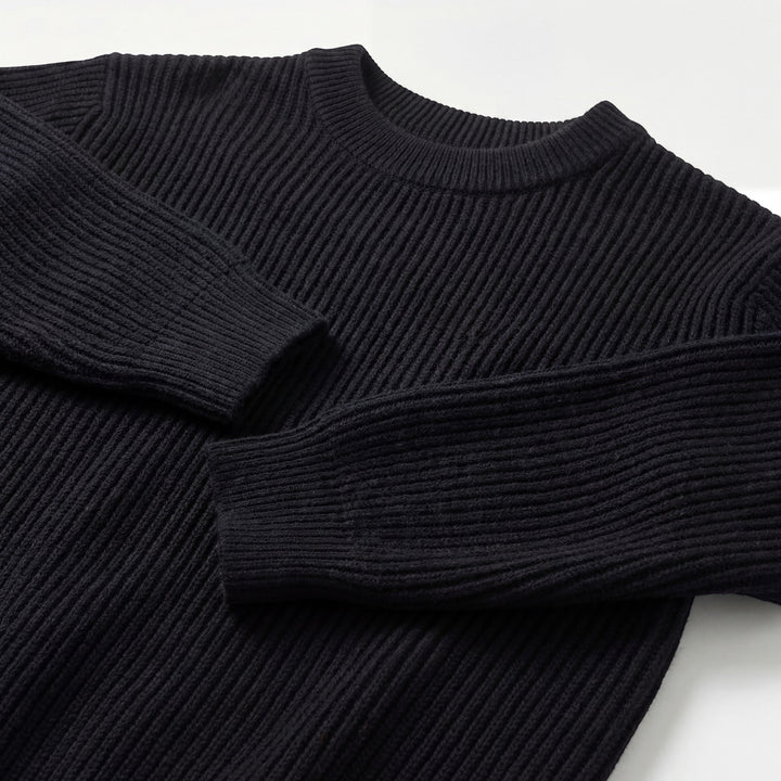Men's Thick Knit Crew Neck Sweater Relaxed Fit – Ribbed Cuffs and Hem