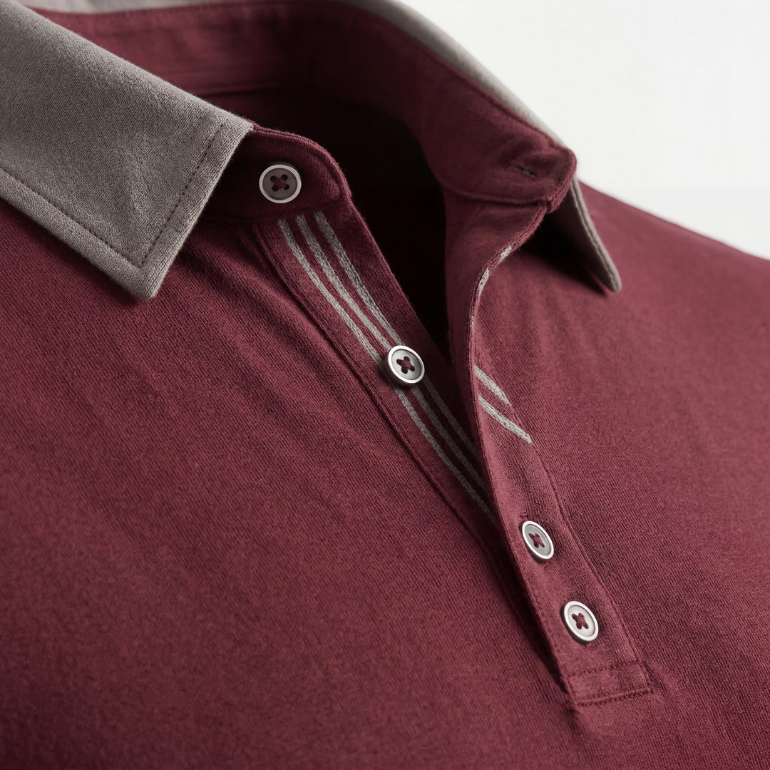 Men's Cotton Blend Polo Shirt – Long Sleeve Regular Fit Classic Collar