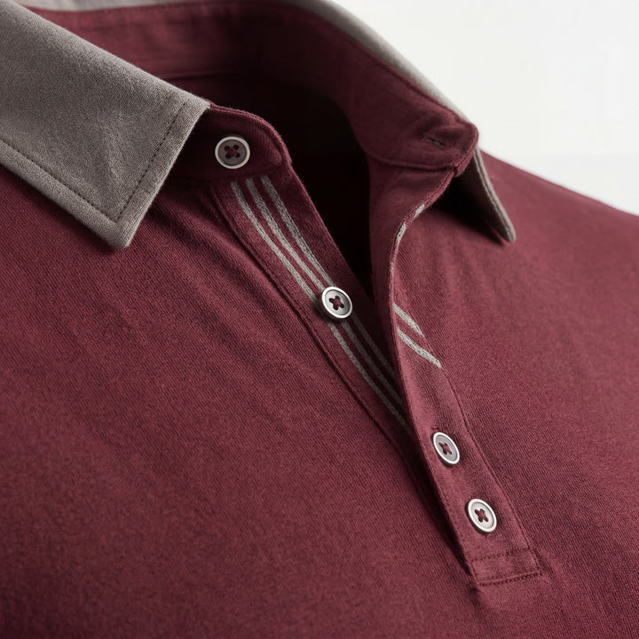 Men's Cotton Blend Polo Shirt – Long Sleeve Regular Fit Classic Collar