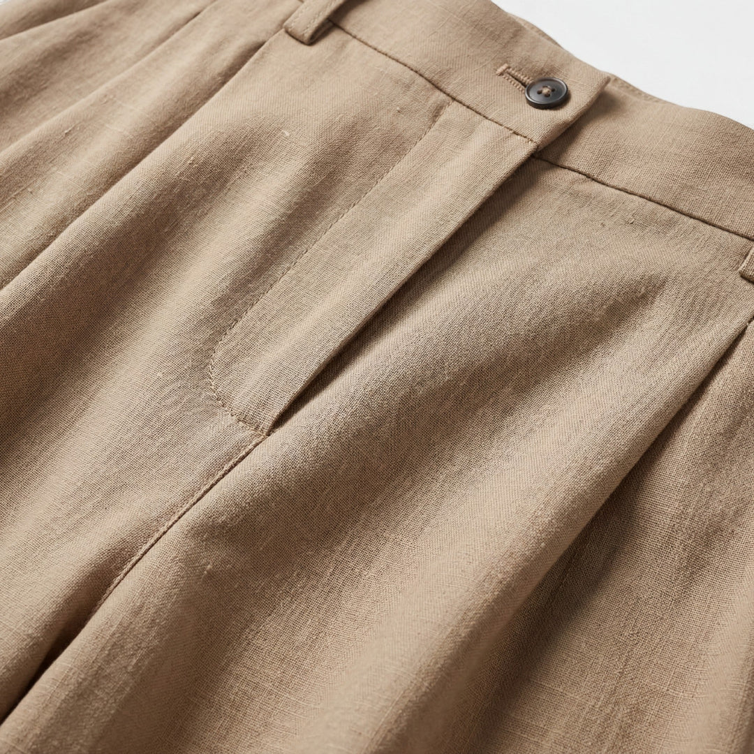 Women's Woven High-Waist Wide Leg Pants – Lightweight Structured Fit
