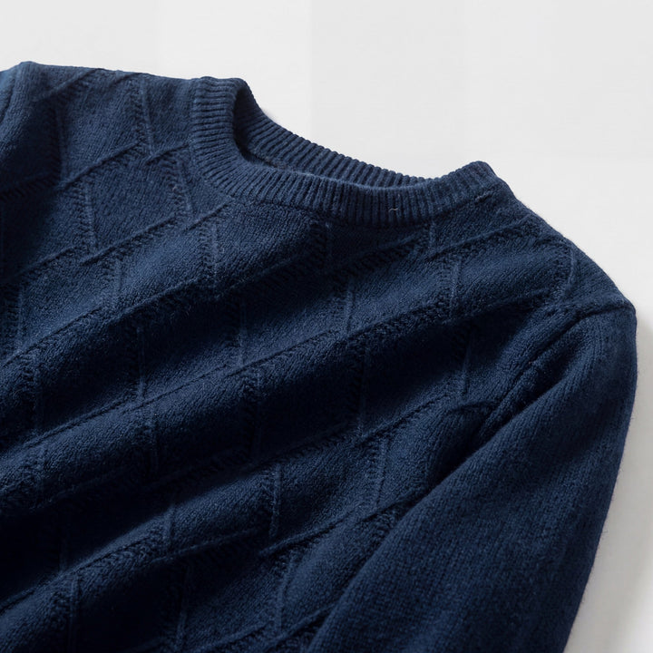 Men's Wool Blend Knit Crew Neck Sweater – Diamond Argyle Regular Fit