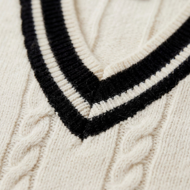 Women's Cotton Knit Vest – Regular Fit V-Neck with Ribbed Detail