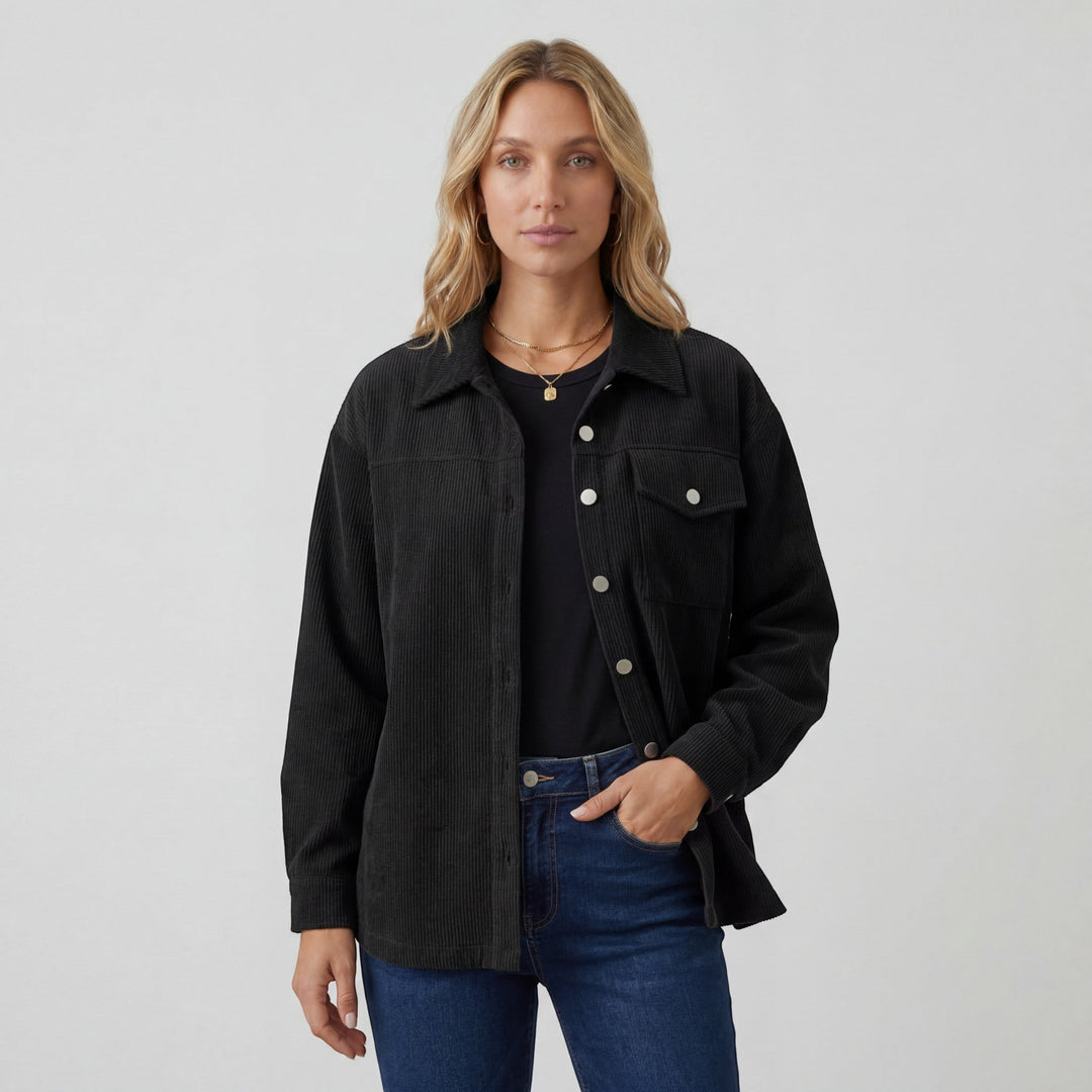 Women's Corduroy Overshirt – Button Front Relaxed Fit Long Sleeve