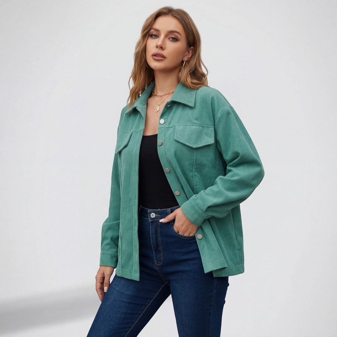 Women's Corduroy Overshirt – Button Front Relaxed Fit Long Sleeve