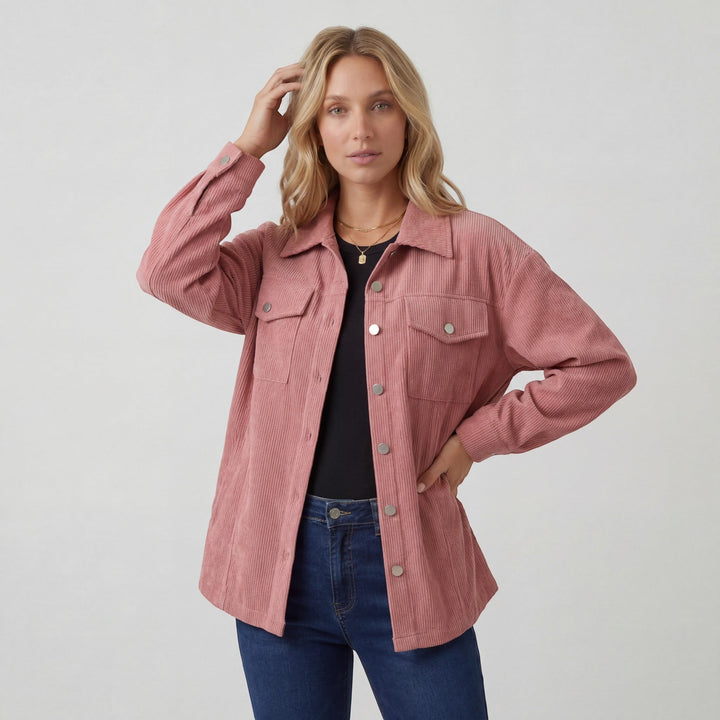 Women's Corduroy Overshirt – Button Front Relaxed Fit Long Sleeve