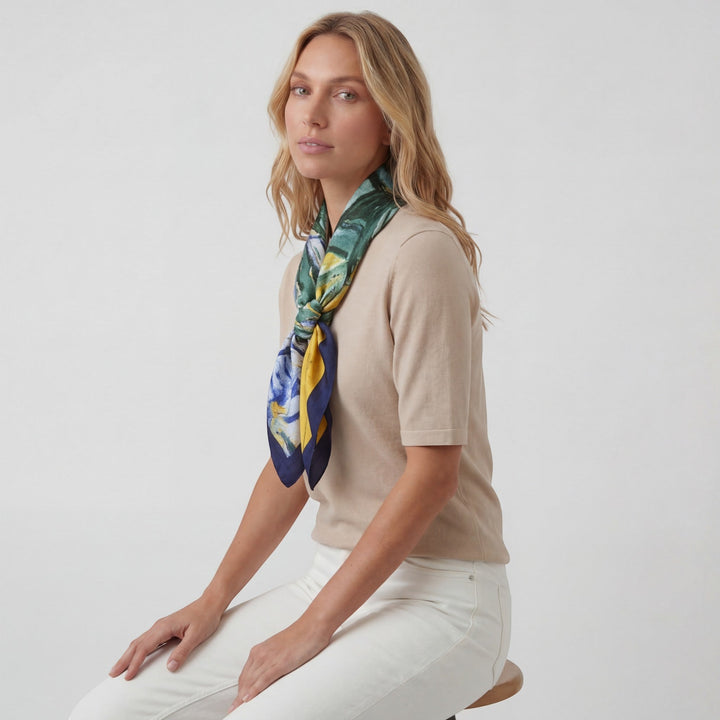 Women's Silky Satin Square Scarf – Elegant Hair Neck Bag Accessory
