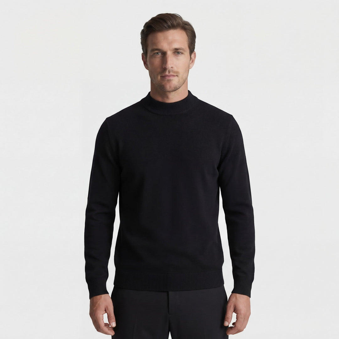 Men's Fine Knit Crew Neck Sweater – Slim Fit Ribbed Cuffs and Hem