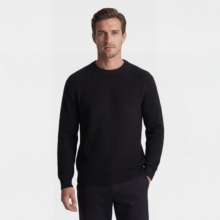 Men's Thick Knit Crew Neck Sweater Relaxed Fit – Ribbed Cuffs and Hem