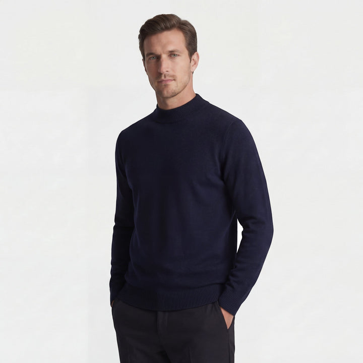 Men's Fine Knit Crew Neck Sweater – Slim Fit Ribbed Cuffs and Hem