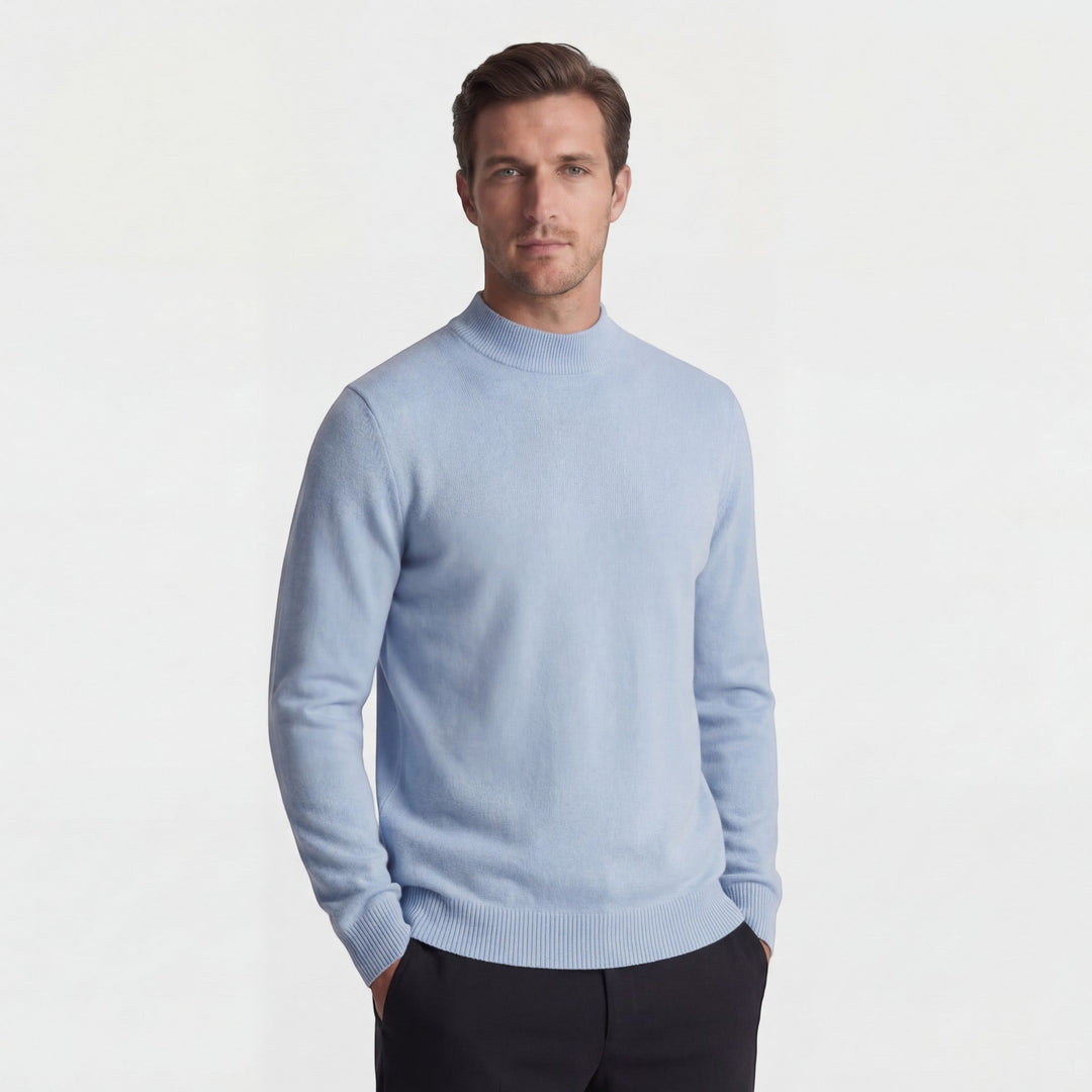 Men's Fine Knit Crew Neck Sweater – Slim Fit Ribbed Cuffs and Hem