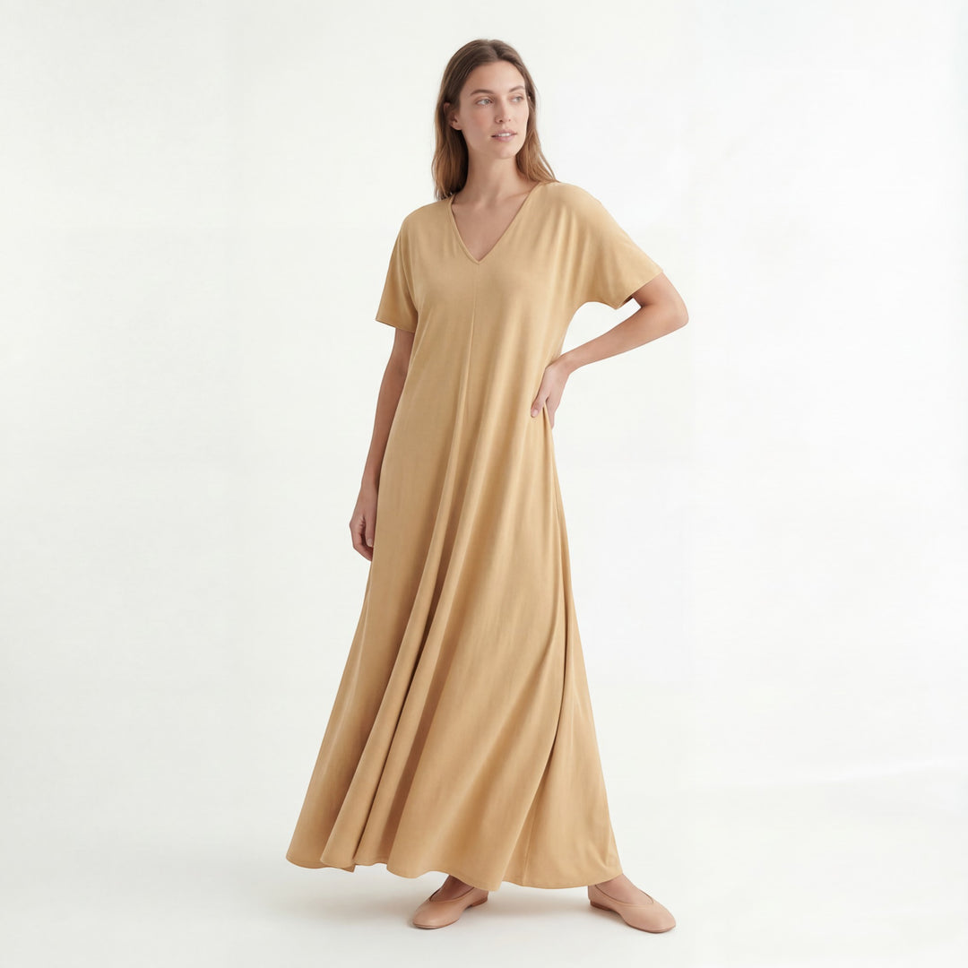 Women's Long Maxi Dress – Relaxed Fit V-Neck