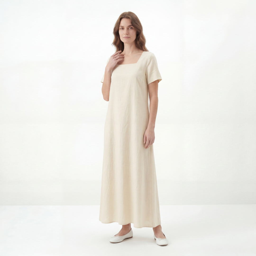 Women's Maxi Dress – Square Neckline Casual Long Dress
