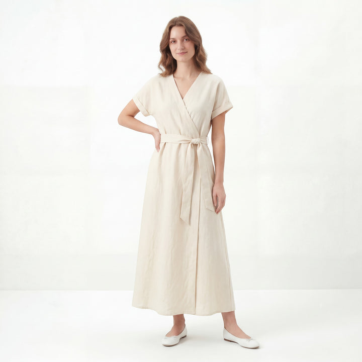 Women's Black Wrap Neckline Maxi Dress – Flowing Long Dress