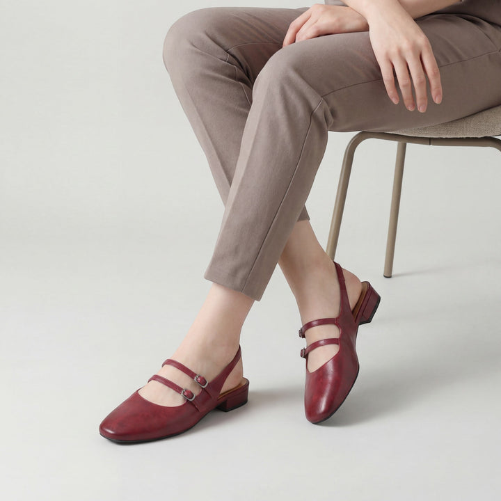 Women's Full-Grain Leather Flat Sandals – Single Strap Sheepskin Insole