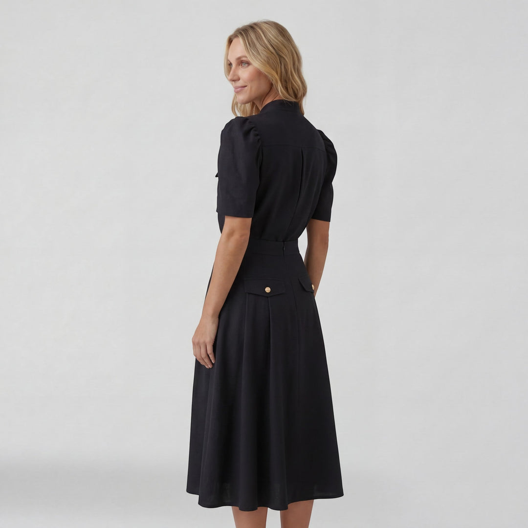 Women's Lightweight Acrylic Blouse Midi Skirt Set – Defined Waist Co-Ord