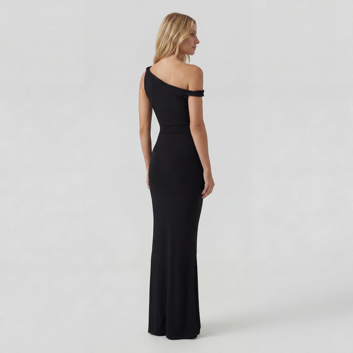 Women's Stretch Knit One-Shoulder Maxi Dress – Sleeveless Bodycon