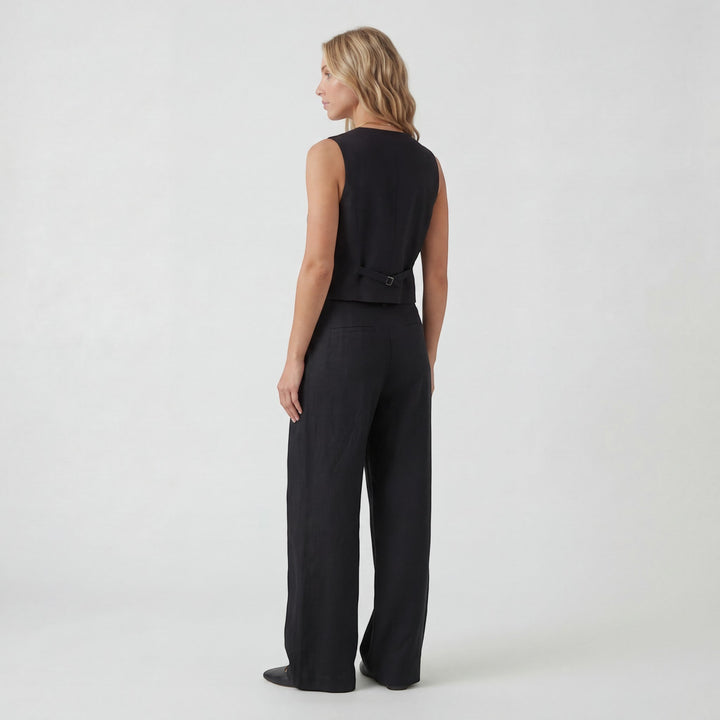 Women's Cotton Vest and Wide Leg Pants Set – Sleeveless Co-Ord