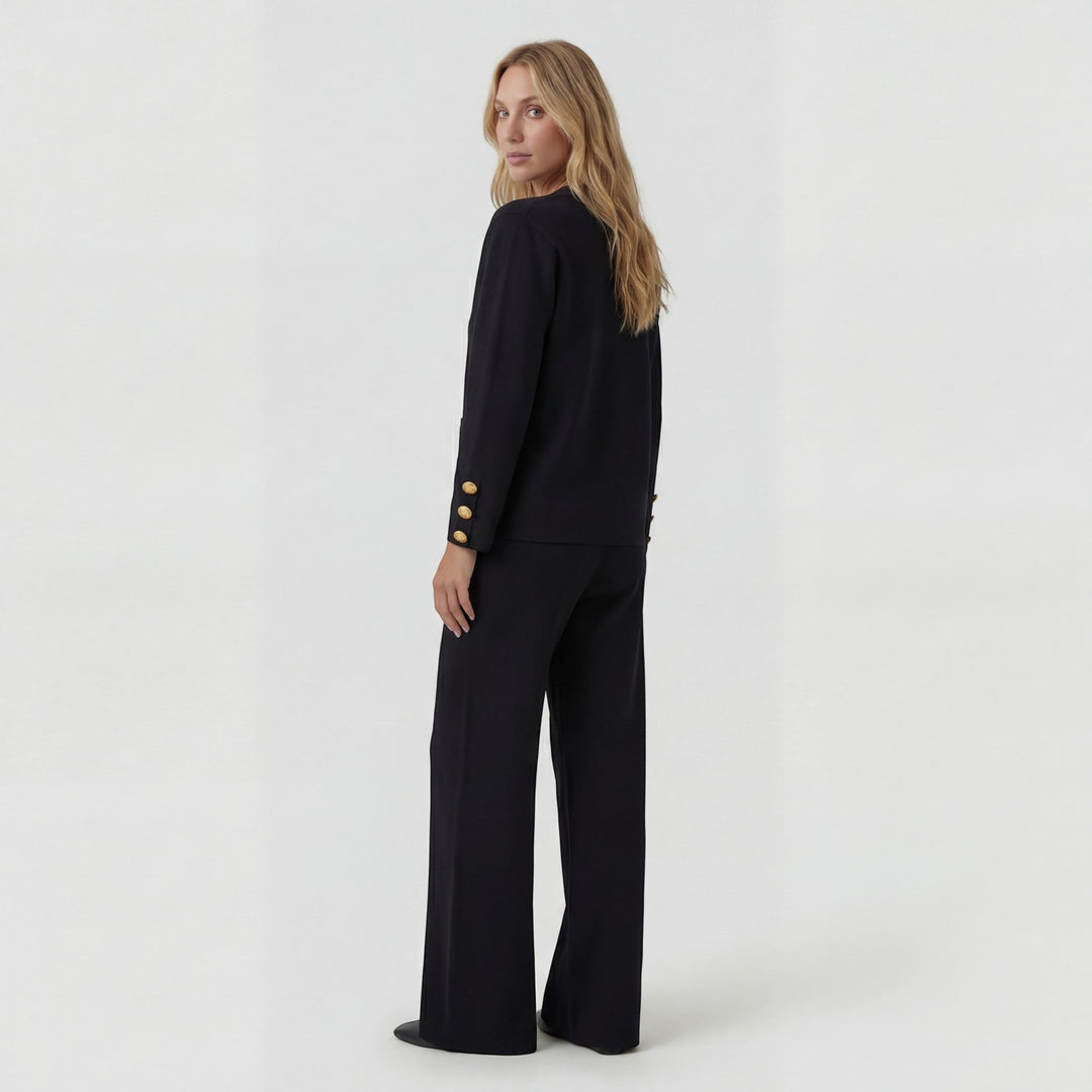 Women's Acrylic Knit Set – Cardigan Wide Leg Pants Relaxed Two-Piece