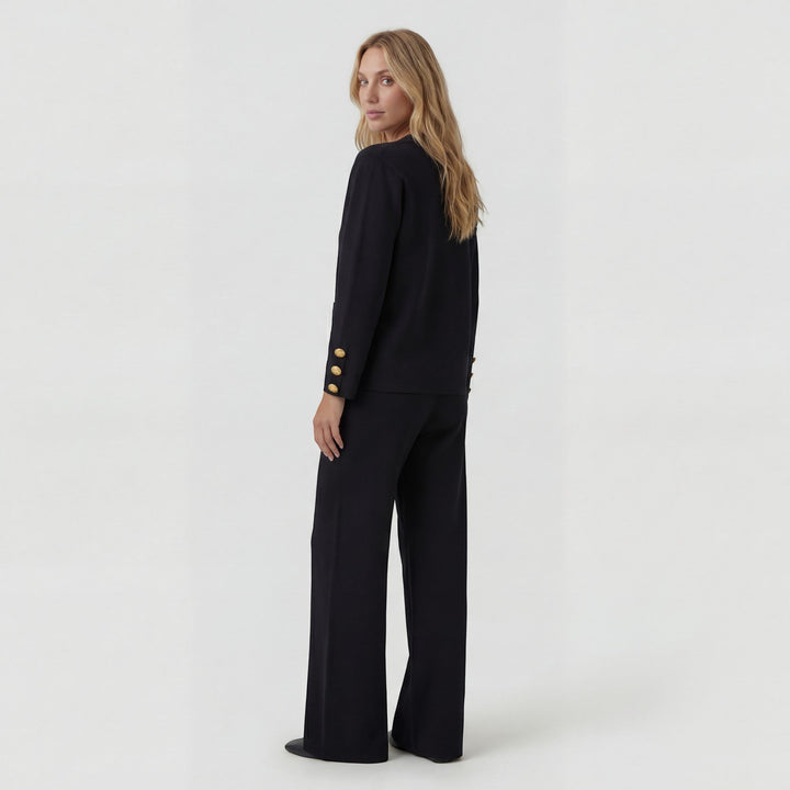 Women's Acrylic Knit Set – Cardigan Wide Leg Pants Relaxed Two-Piece