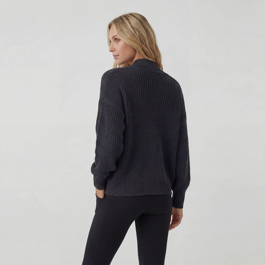 Women's Open-Front Acrylic Knit Cardigan – Relaxed Batwing Sleeve