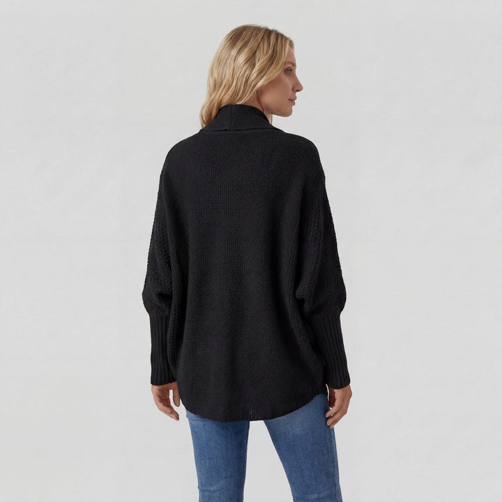 Women's Open-Front Knit Cardigan – Oversized Batwing Shawl Collar
