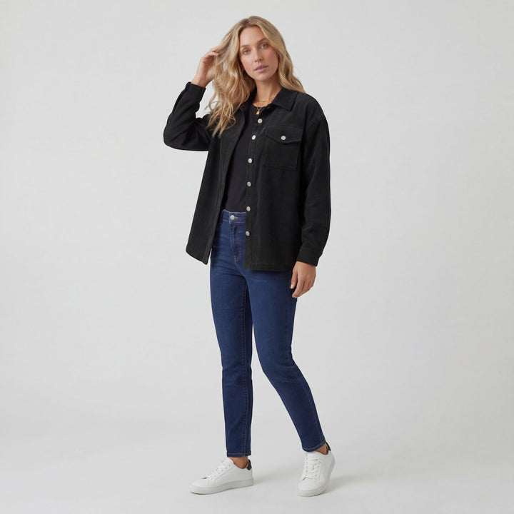 Women's Corduroy Overshirt – Button Front Relaxed Fit Long Sleeve