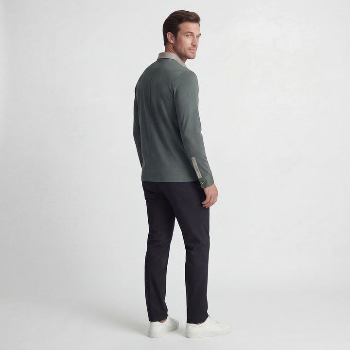 Men's Cotton Blend Polo Shirt – Long Sleeve Regular Fit Classic Collar