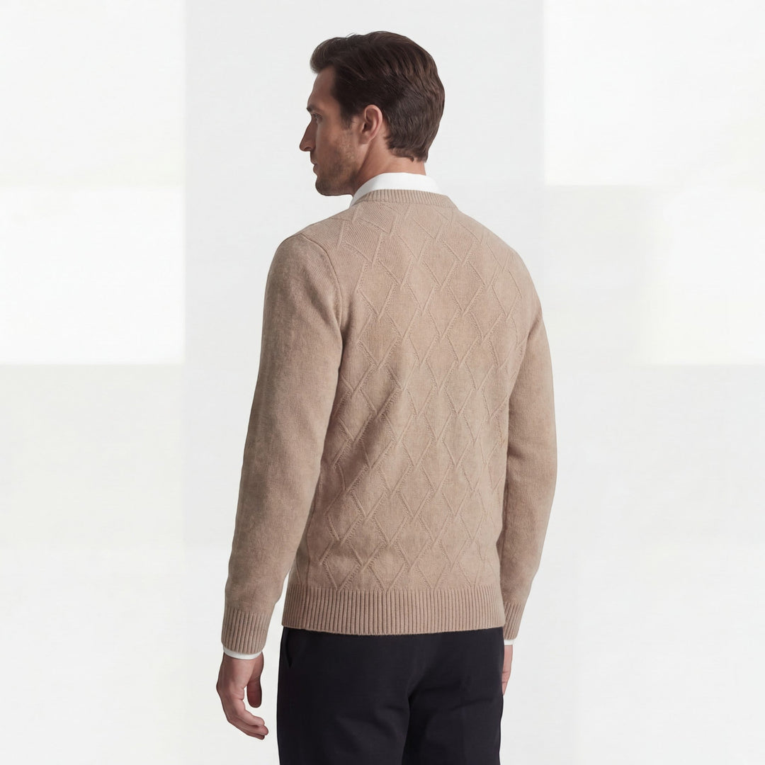 Men's Wool Blend Knit Crew Neck Sweater – Diamond Argyle Regular Fit