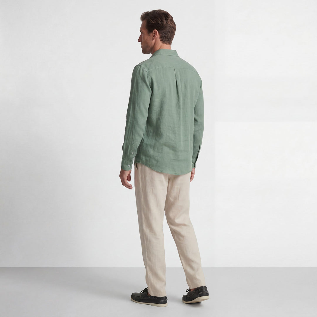 Men's Linen Shirt and Pants Set – Long Sleeve Relaxed Fit Matching