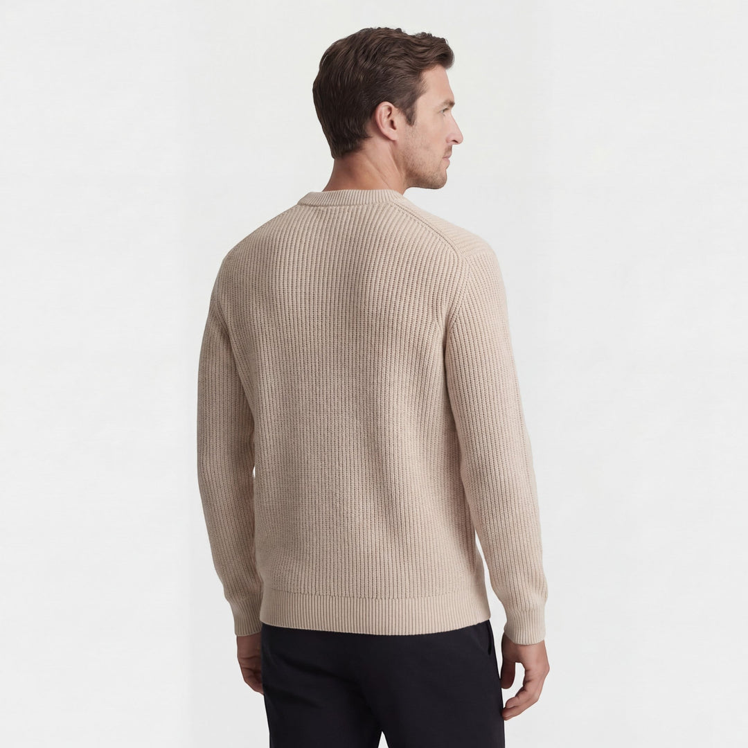 Men's Thick Knit Crew Neck Sweater Relaxed Fit – Ribbed Cuffs and Hem