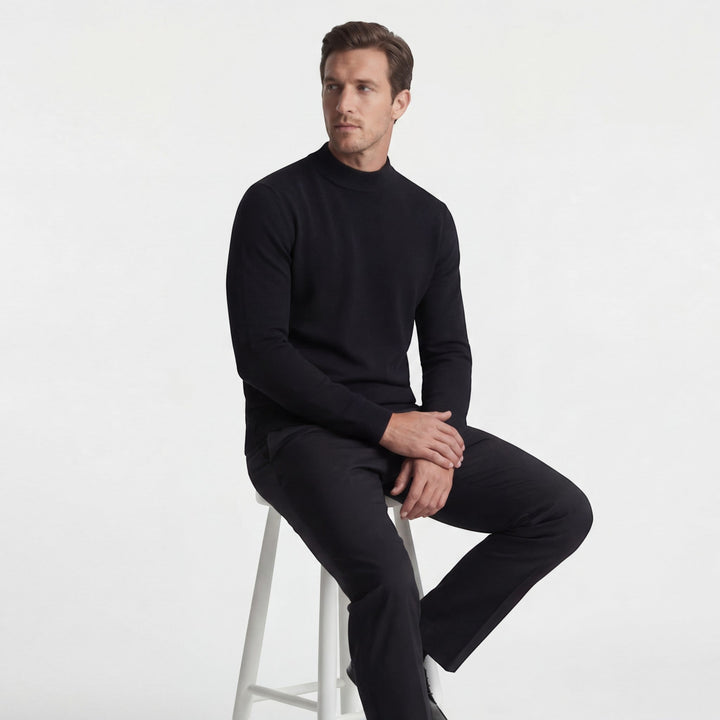 Men's Fine Knit Crew Neck Sweater – Slim Fit Ribbed Cuffs and Hem