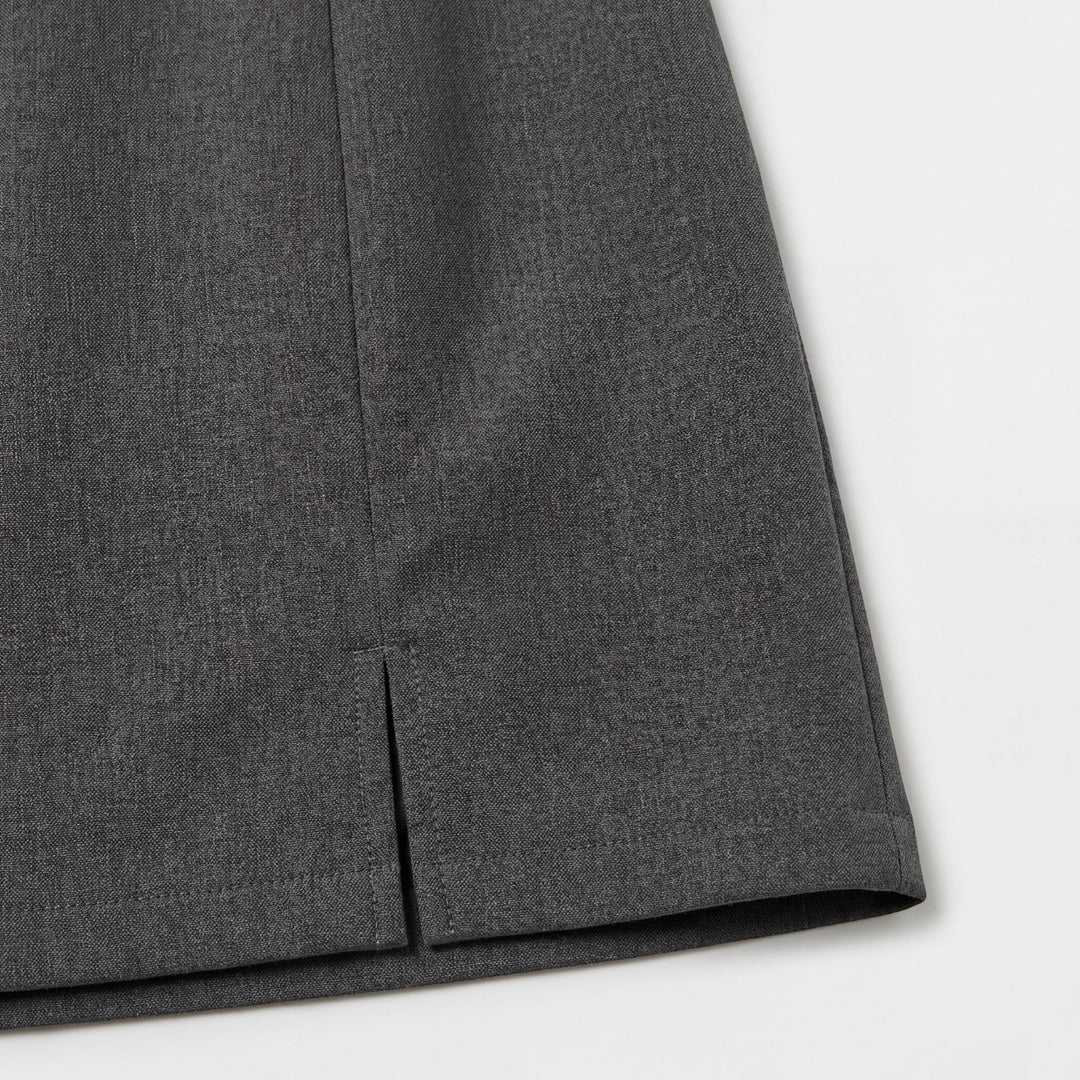 Women's Smooth Woven High-Waist Mini Skirt – A-Line Discreet Side Slit