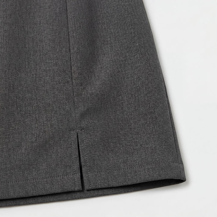 Women's Smooth Woven High-Waist Mini Skirt – A-Line Discreet Side Slit