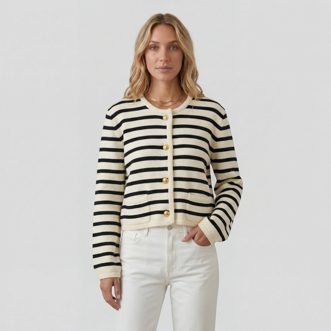 Women's Soft Knit Cropped Cardigan Button-Front – Long Sleeves Relaxed