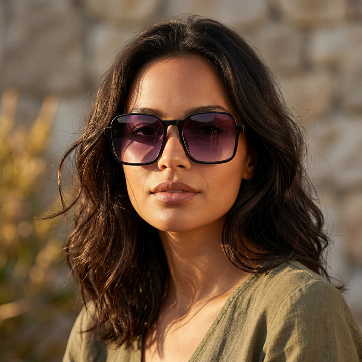 Women's Retro Square Semi-Rimless Sunglasses – PC Lens Oversized Frame
