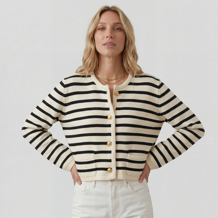 Women's Soft Knit Cropped Cardigan Button-Front – Long Sleeves Relaxed