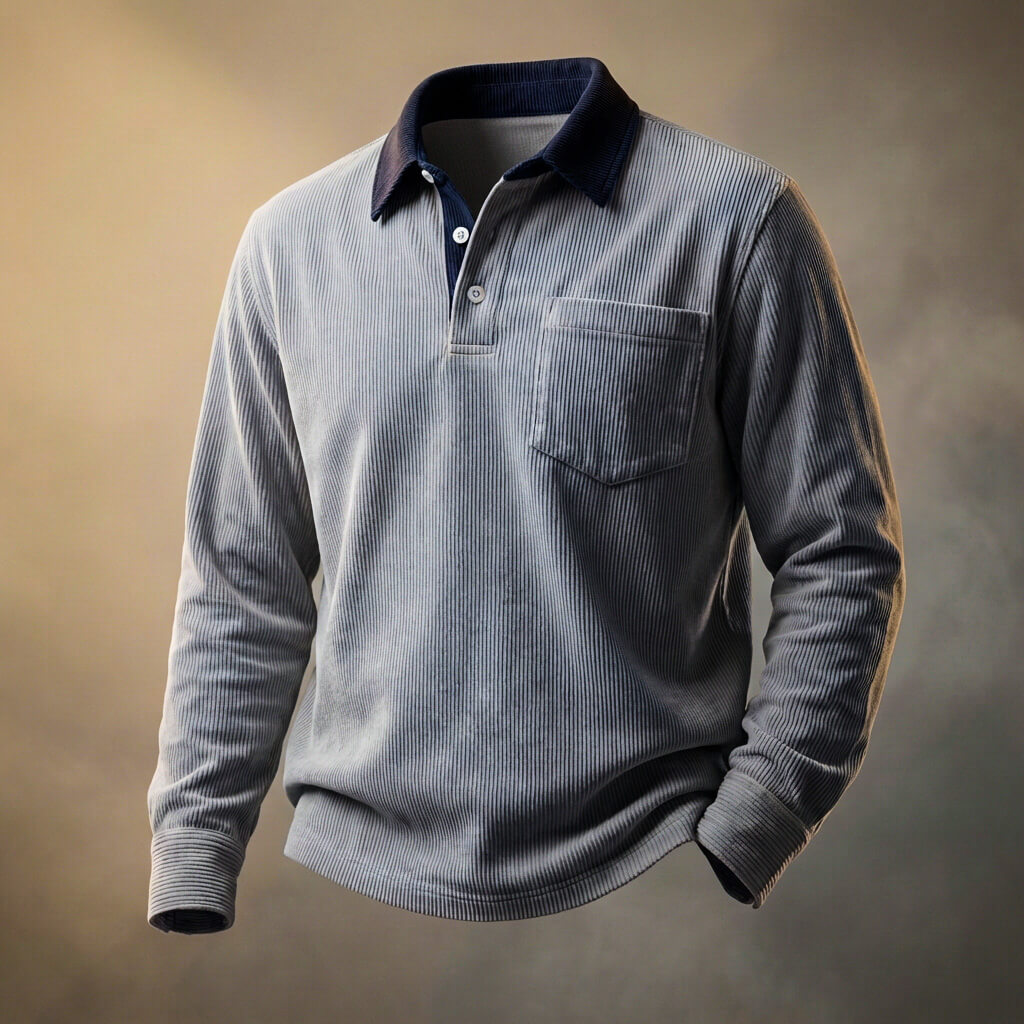 Men's Corduroy Polo Shirt – Peruvian Fine-Wale Three-Button