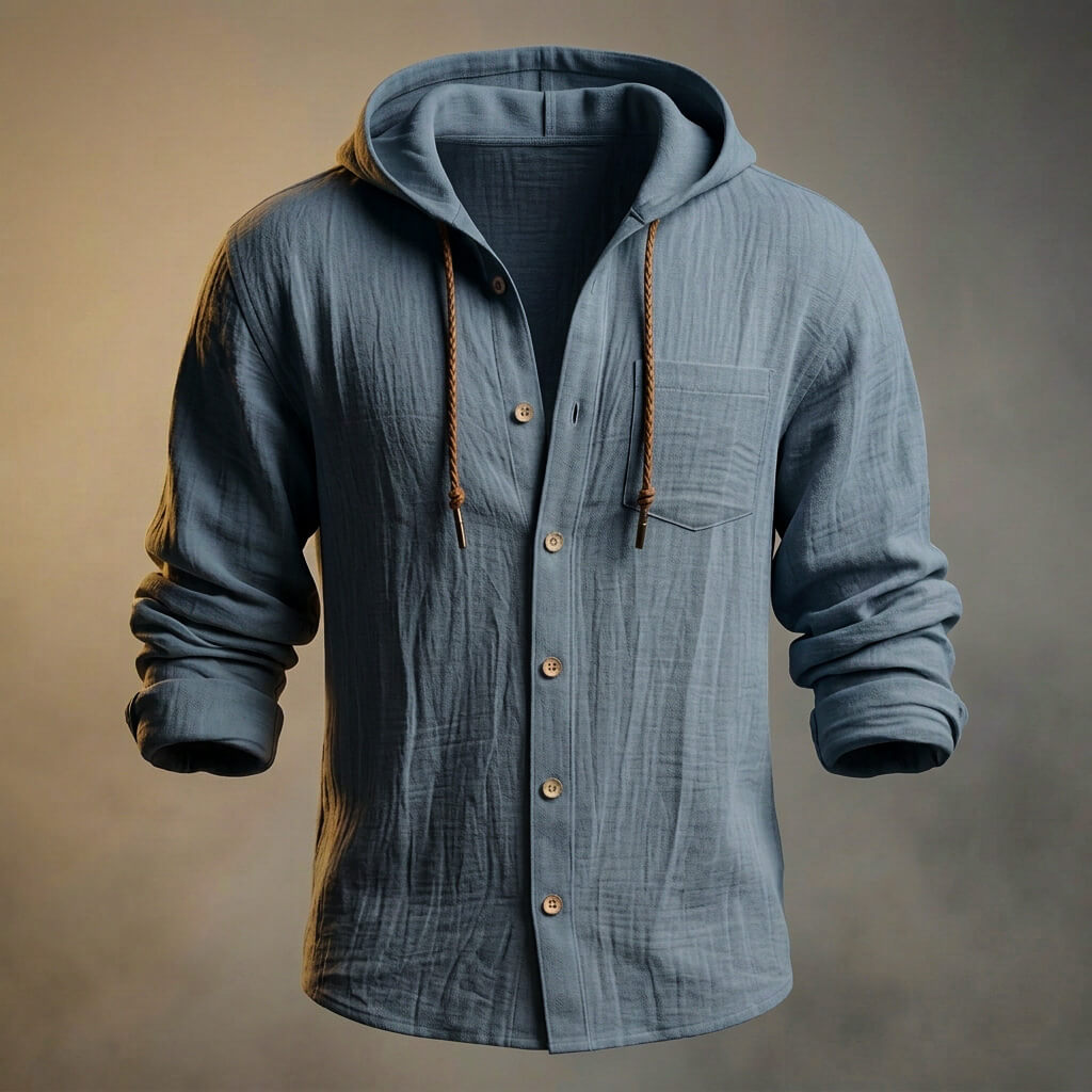 Men's Peruvian Cotton Linen Blend Hooded Jacket – Casual Zip