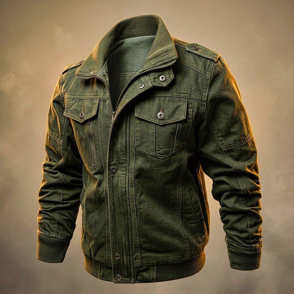 Men's Organic Peruvian Cotton Denim Jacket – Zip Front Ribbed Pockets