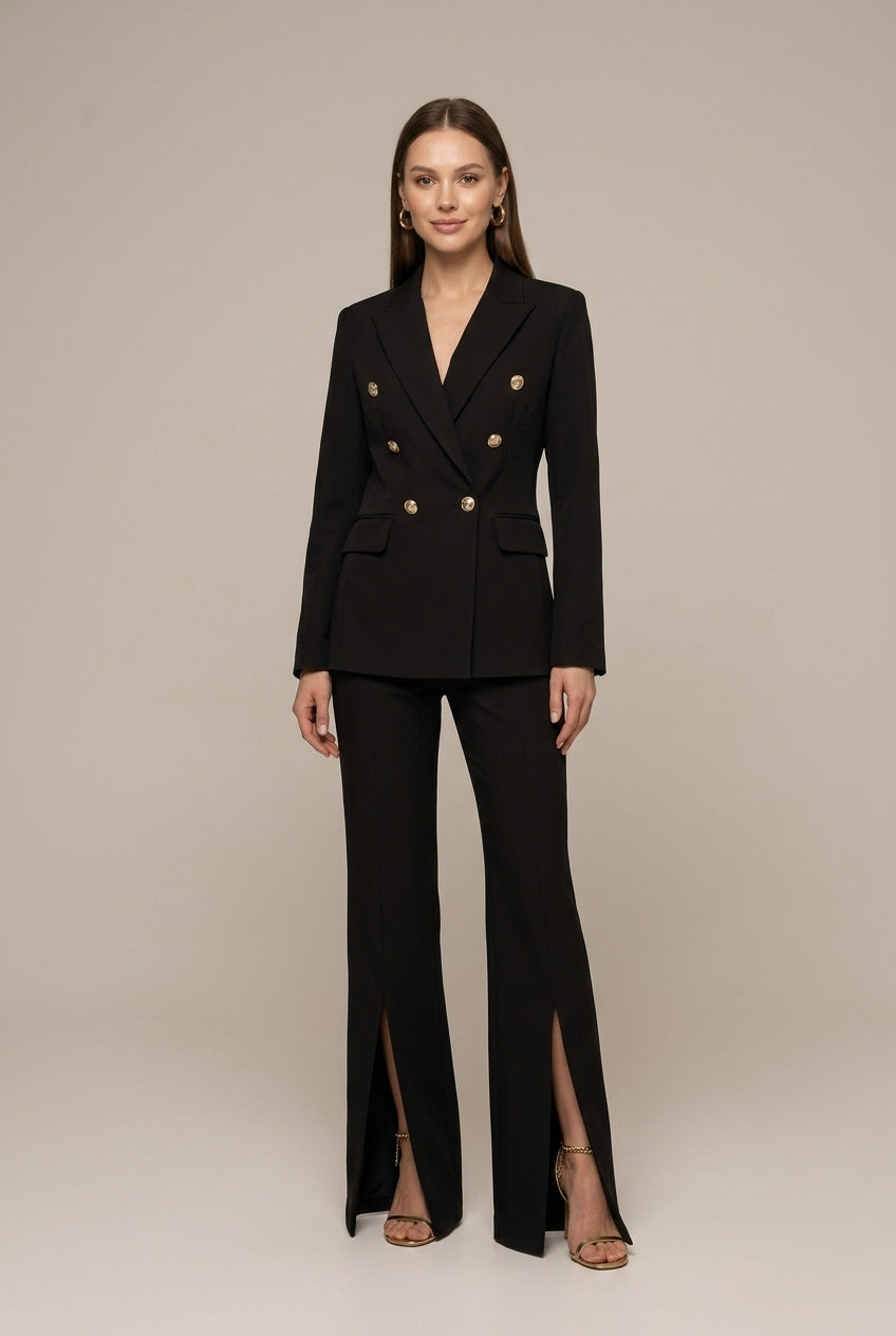 Women's Tailored Double-Breasted Suit – Flared Trousers