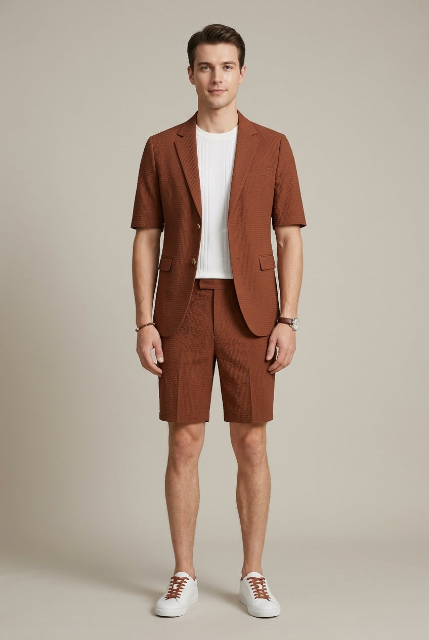 Men's Two Piece Set – Short Sleeve Blazer and Shorts