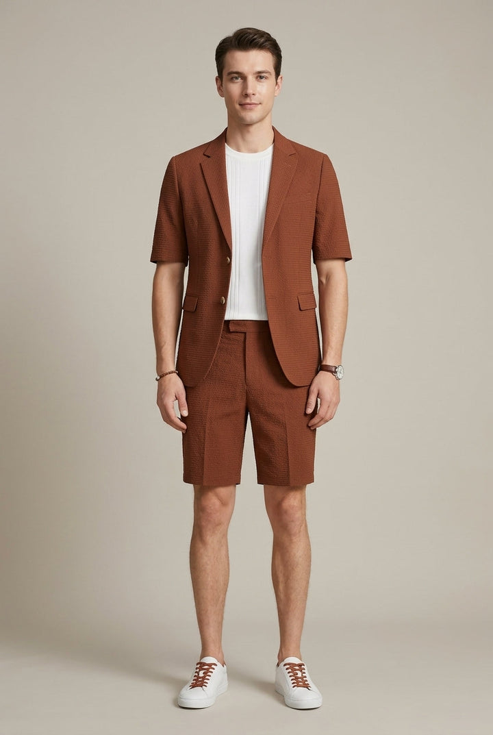 Men's Two Piece Set – Short Sleeve Blazer and Shorts